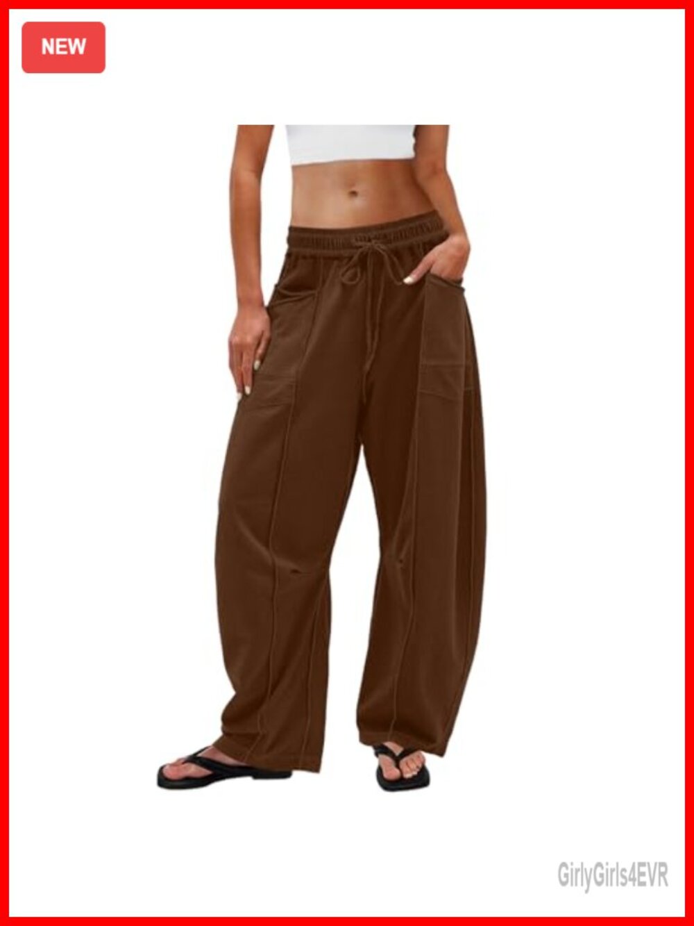 Womens Barrel Sweatpants Wide Leg Palazzo Lounge Pants Drawstring Pockets